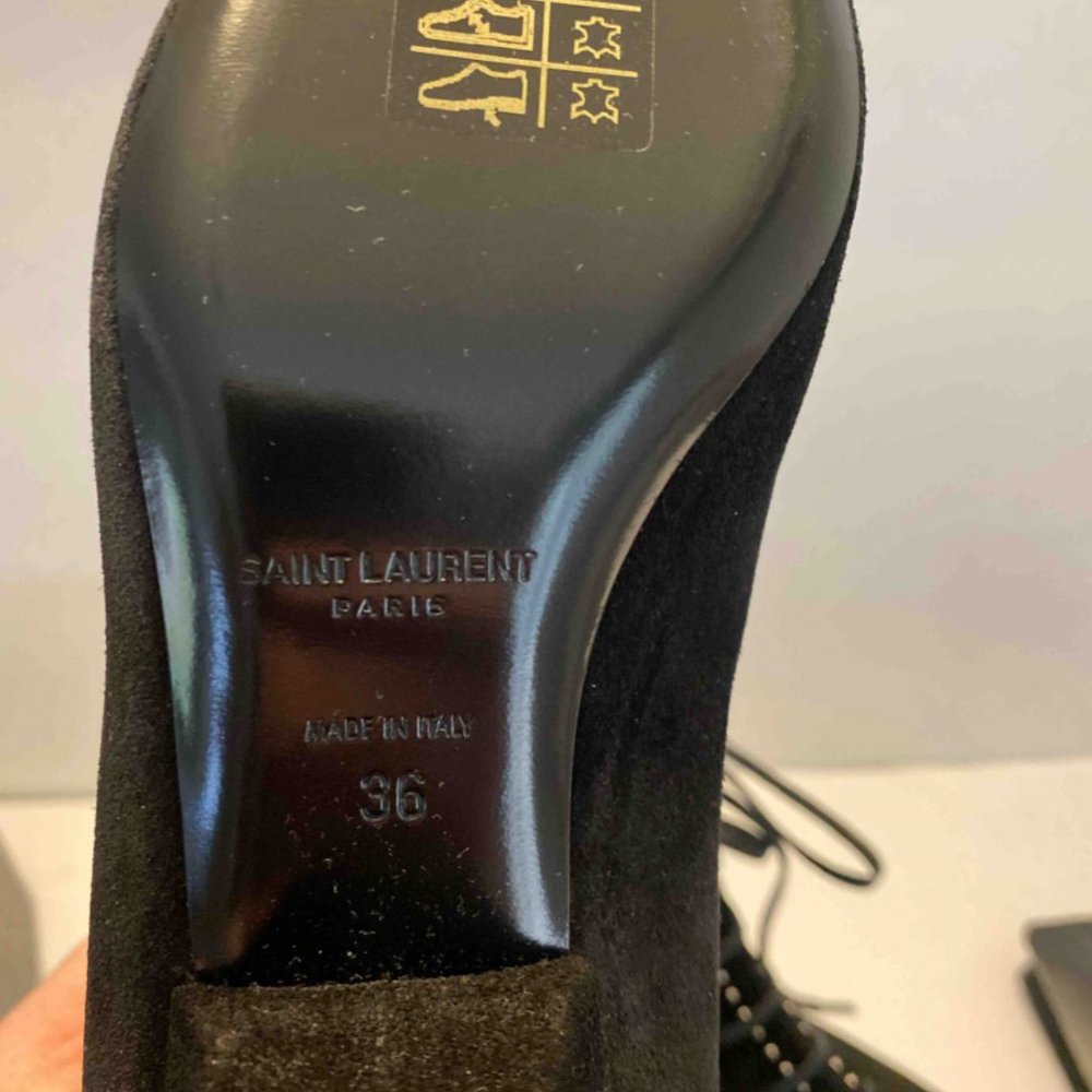 Saint Laurent Blaze  Studded And Laced Ankle Boots - Picture 2 of 11